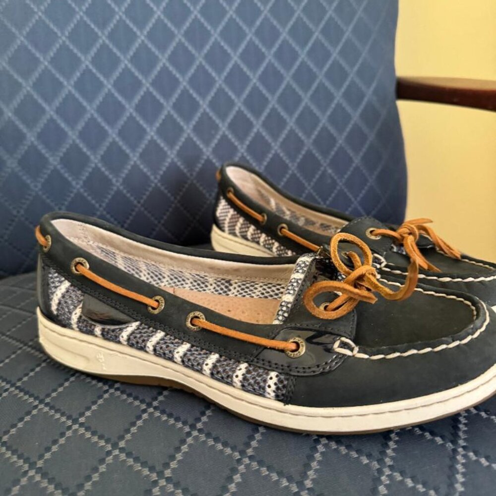 Sperry Wsomen's Angelfish Breton Strip Navy Boat Shoe - Picture 5 of 5